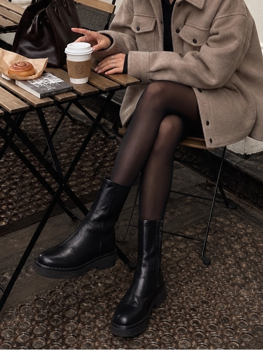Bos & Co Black Chelsea Ankle Boots | Chunky Platform | 38